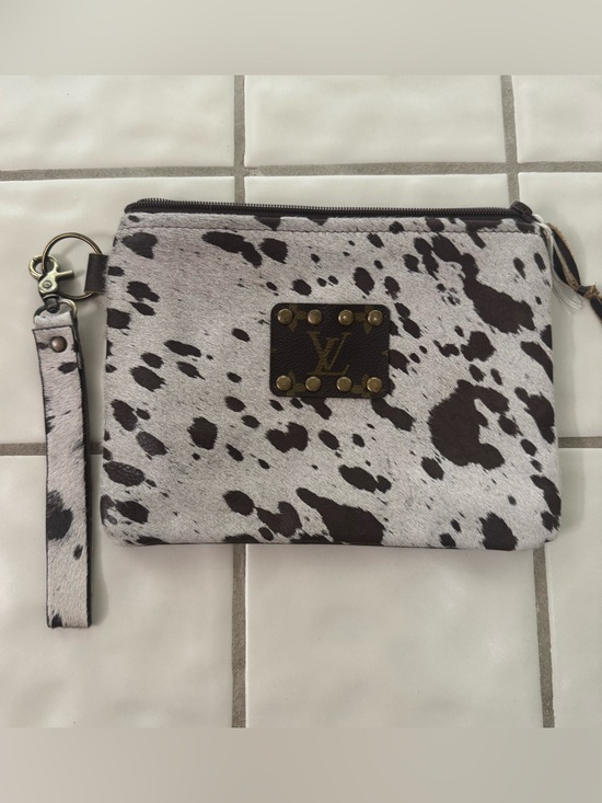 Keep It Gypsy Handbags - Keep It Gypsy LV Upcycled Cowhide Leather Wristlet Clutch
